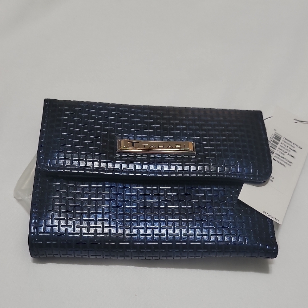 Tahari Blue Wallet Clutch Style Closure NWT